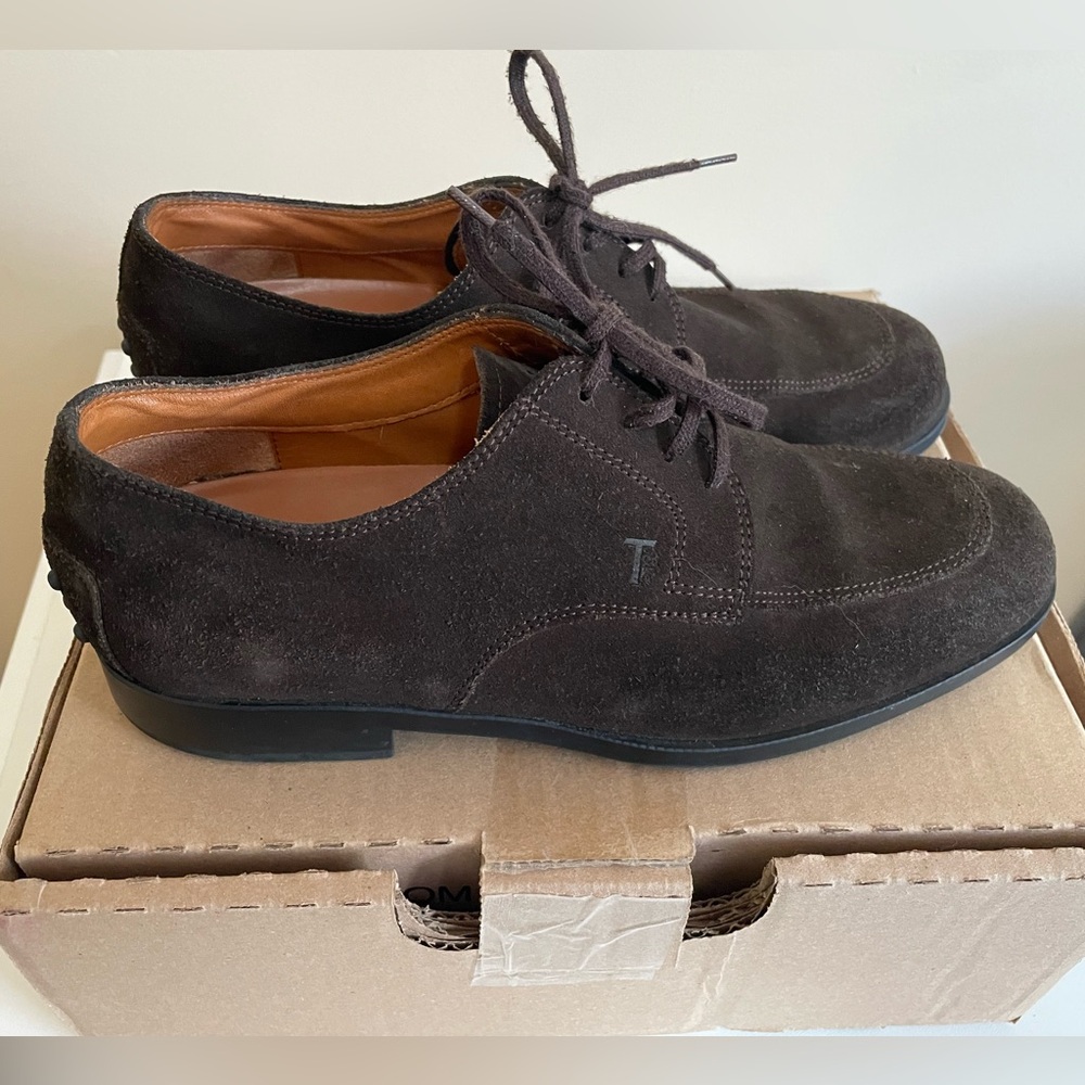 Dark Brown Suede Lace-Up Shoes | Tod’s Women’s Size 7